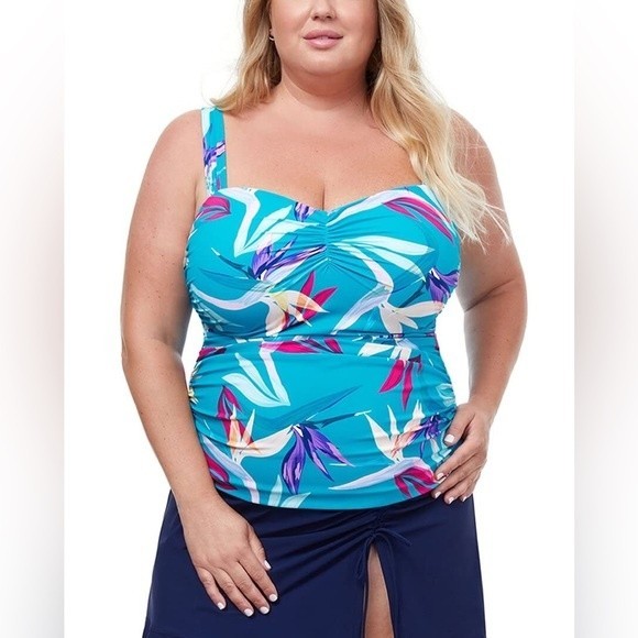 Profile By Gottex Women's Paradise Full Figure Square Neck Swim Tankini 22 NWT - Picture 1 of 1
